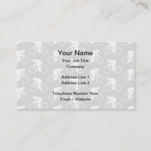 Cyclist and Bicycle Pattern in Grey. Business Card