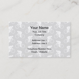 Cyclist and Bicycle Pattern in Grey. Business Card
