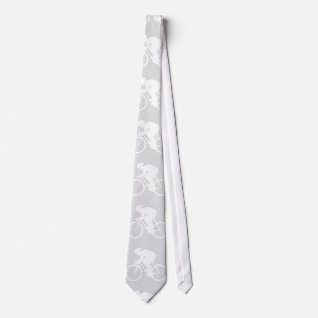Cyclist and Bicycle Pattern in Grey. Tie (Front)