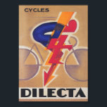Cyclist, Art Deco, Bicycle Vintage Poster<br><div class="desc">Cyclist,  Art Deco,  Bicycle Vintage Poster. French Antique illustration from the 1920's for Dilecta bicycles.</div>
