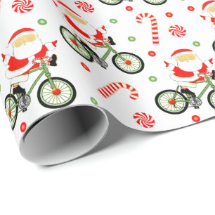 Cyclist Biking Christmas Gift Wrapping Paper
