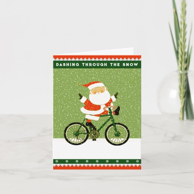 Cyclist Biking Holiday Christmas Cards (Front)