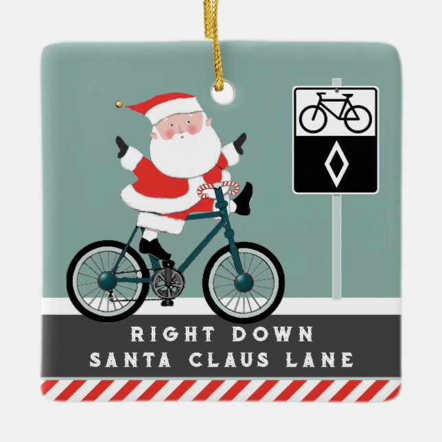 Cyclist Biking Holiday Keepsake Ceramic Ornament (Front)