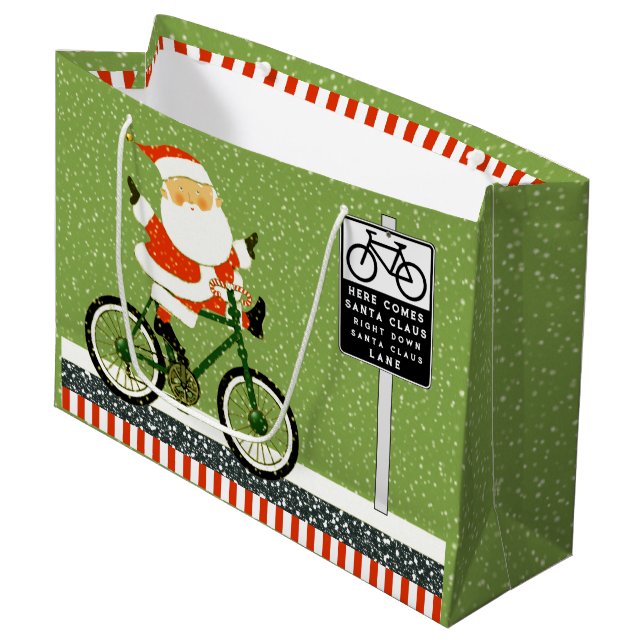 Cyclist Biking Holiday Large Gift Bag (Front Angled)