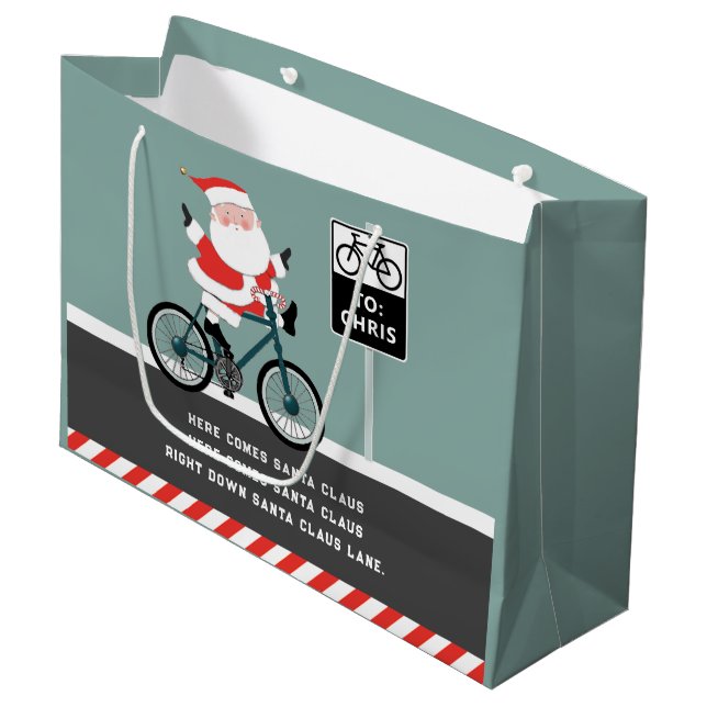 Cyclist Biking Holiday Large Gift Bag (Front Angled)