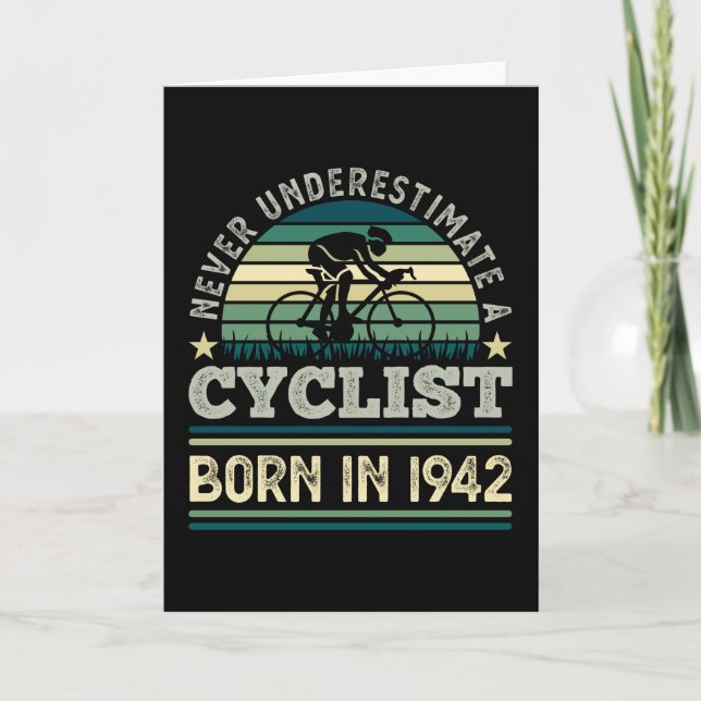 Cyclist born 1942 80th Birthday Gift Cycling Dad Card (Front)