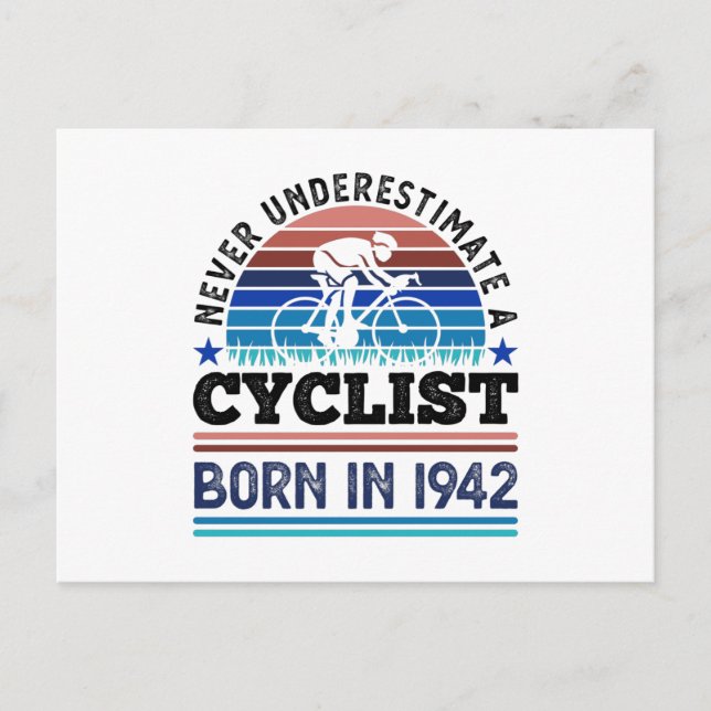 Cyclist born in 1942 80th Birthday Gifts Cycling Postcard (Front)