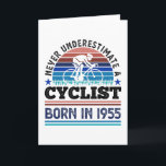 Cyclist born in 1955 70th Birthday Gifts Cycling Card<br><div class="desc">Never underestimate a Cyclist who was born in 1955. For cyclists who love to cycle,  cycling,  bike riding & mountain biking. Funny 70th Birthday,  Father's Day or Christmas Gift for men,  women.</div>