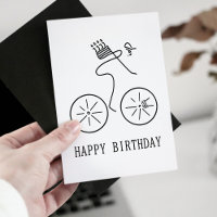 Cyclist Carry Birthday Cake Line Vector Bicycle