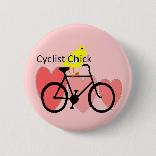 cyclist CHICK--Biking, Bicycle Enthusiast Gifts 6 Cm Round Badge