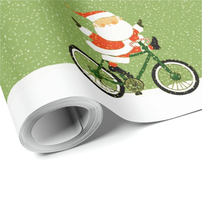 Cyclist Christmas Bicycle Gift Wrapping Paper (Roll Corner)