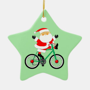 Cyclist Christmas Biking Ceramic Tree Decoration