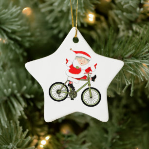 Cyclist Christmas Biking Ceramic Tree Decoration