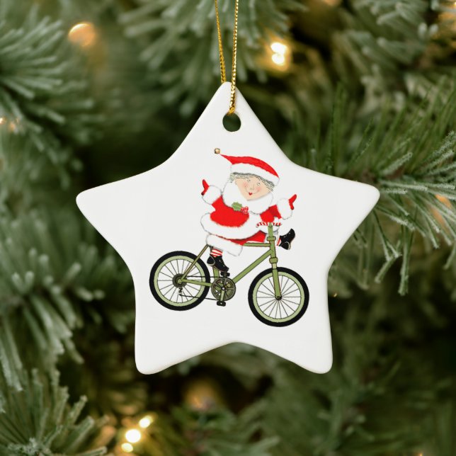Cyclist Christmas Biking Ceramic Tree Decoration (Tree)