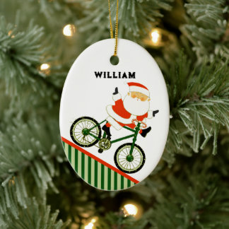 Cyclist Christmas Collectable Ceramic Ornament