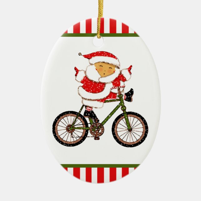 Cyclist Christmas Collectable Ceramic Tree Decoration (Front)