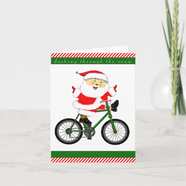 Cyclist Christmas Holiday Card (Front)