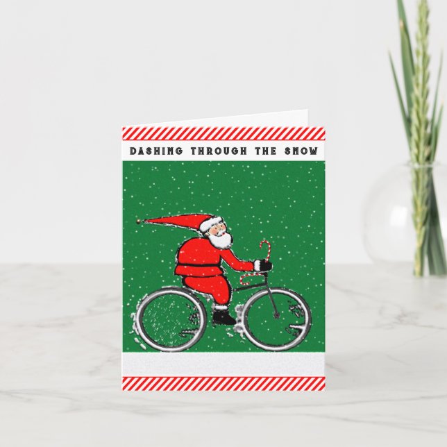 Cyclist Christmas Holiday Card (Front)