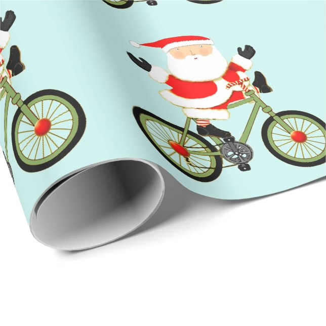 Cyclist Christmas Holiday Gift Wrapping Paper (Roll Corner)