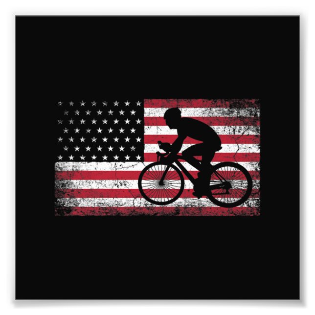 Cyclist Cycling Bicycle American Flag 4th of July Photo Print (Front)