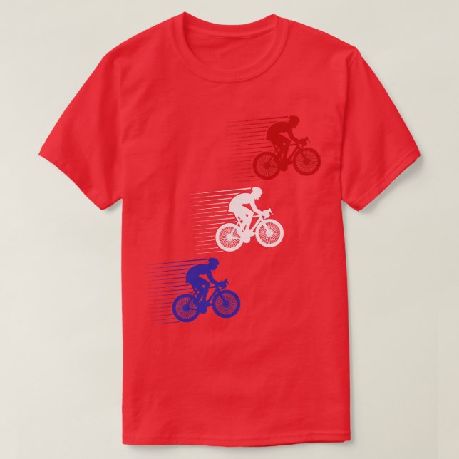 Cyclist Cycling Bicycle American Flag 4th of July  T-Shirt (Design Front)