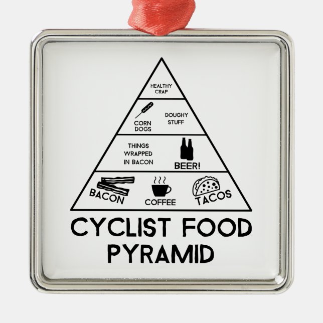 Cyclist Food Pyramid Metal Tree Decoration (Front)