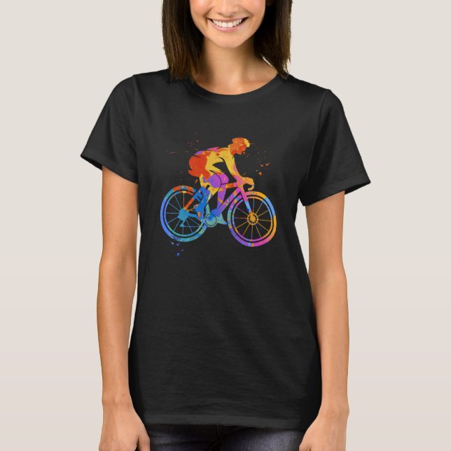 Cyclist Graphic  Colourful Road Bike Bicycle T-Shirt (Front)