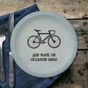 Cyclist - grunge metal look - sporty man's party paper plate
