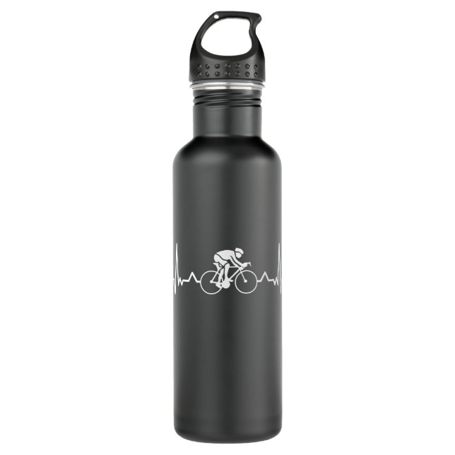 Cyclist Heartbeat Funny Cycling Gift 710 Ml Water Bottle (Front)