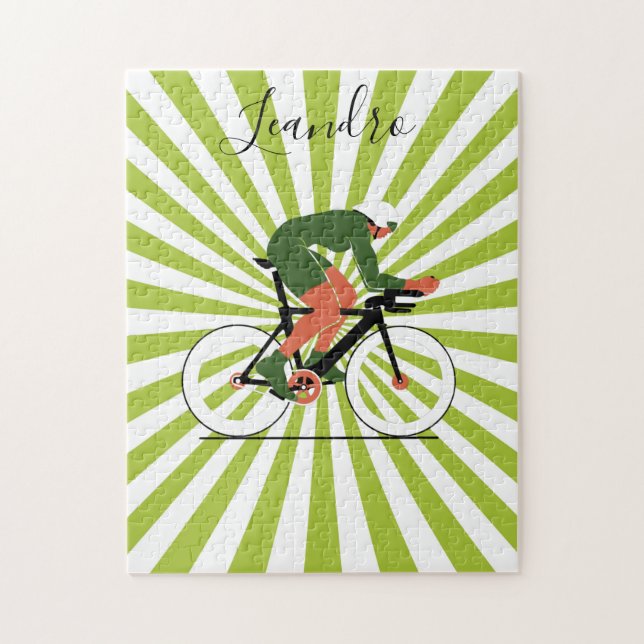 Cyclist Illustration Cycling Bike Riding Name Jigsaw Puzzle (Vertical)