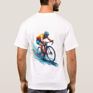 Cyclist in Action Illustration Painting Bike T-Shirt