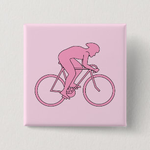 Cyclist in Pink 15 Cm Square Badge
