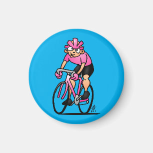 Cyclist in the Maglia Rosa Magnet