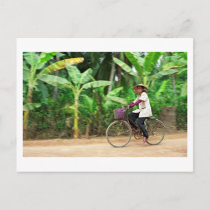 Cyclist in Vietnamese Countryside, Mekong Delta Postcard