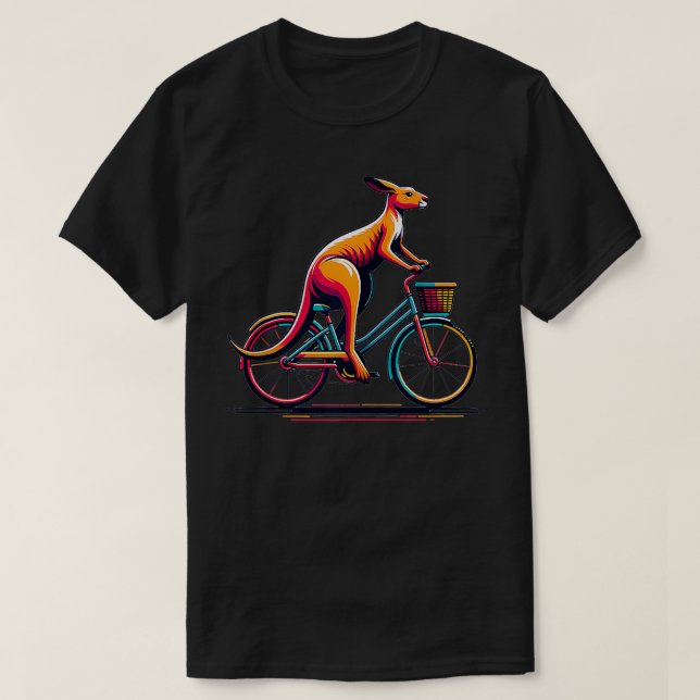 Cyclist Kangaroo Riding Bicycle Australian Animal  T-Shirt (Design Front)