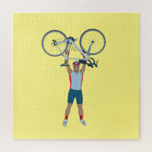 Cyclist Lifting a Bicycle Jigsaw Puzzle
