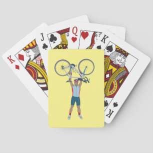 Cyclist Lifting a Bicycle Playing Cards