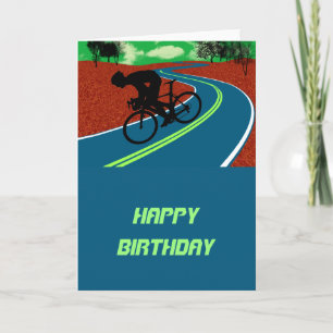 Cyclist on a Curved Highway Card
