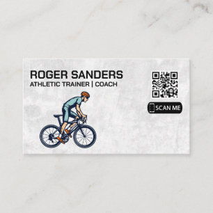 Cyclist on Bike   QR Business Card