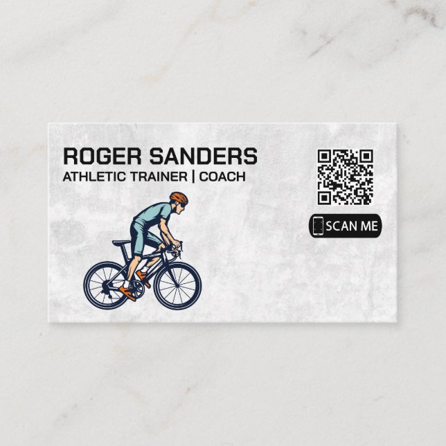 Cyclist on Bike | QR Business Card (Front)