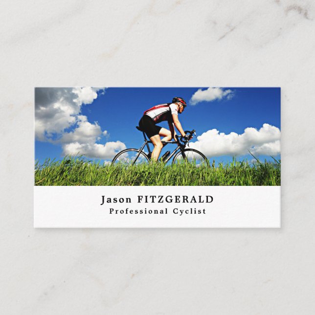 Cyclist on Grass, Cycling, Bicyclist Business Card (Front)