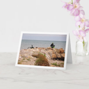 Cyclist, Playa de la Malvarrosa de Valencia, Spain Card