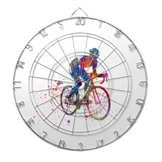 Cyclist racer in watercolor dartboard (Front)