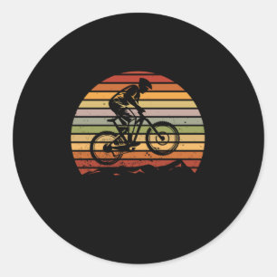 Cyclist Retro Vintage Mountain Biking Cycling Gift Classic Round Sticker