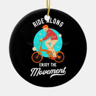 Cyclist Ride A Long Enjoy The Moments Ceramic Tree Decoration