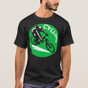 Cyclist Riding A Racing Bike In Retro Woodcut Styl T-Shirt