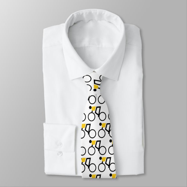 Cyclist riding his bicycle black and yellow tie (Tied)