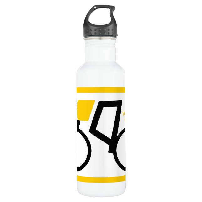 Cyclist riding his bicycle custom 710 ml water bottle (Front)