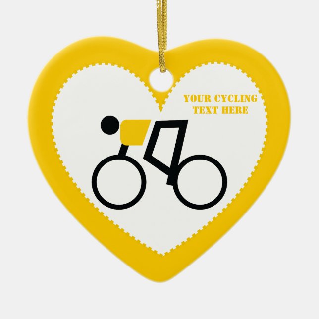 Cyclist riding his bicycle custom ceramic tree decoration (Front)