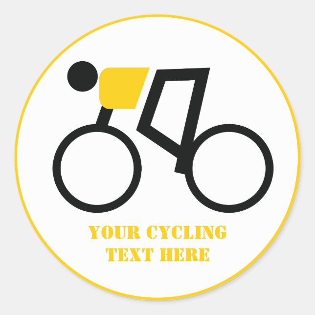 Cyclist riding his bicycle custom classic round sticker (Front)